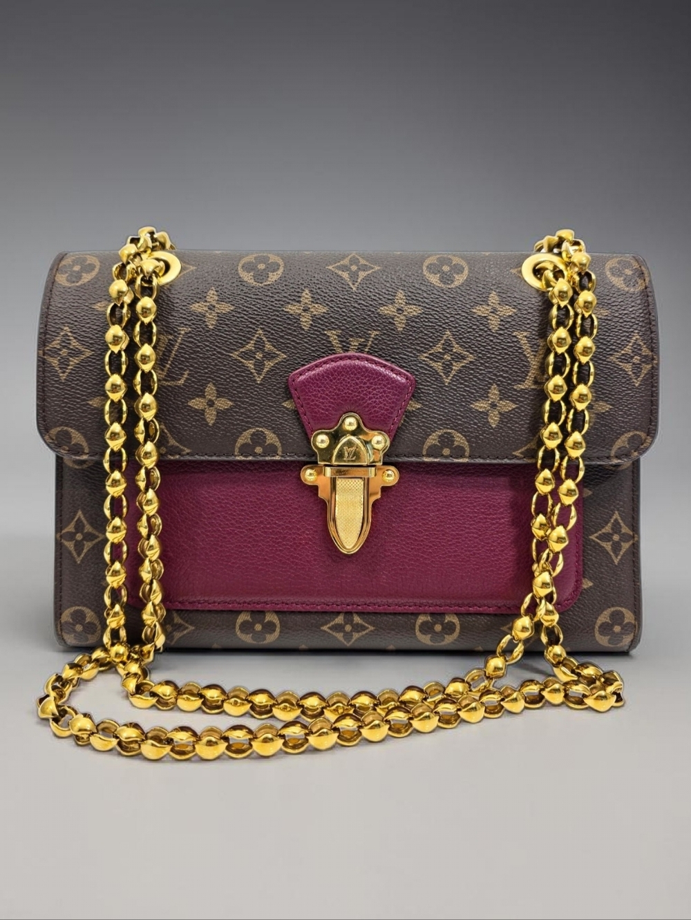 Louis Vuitton Victoire Monogram Chain Flap Bag Burgundy Purple Crossbody Bag - Picture 5 of 17